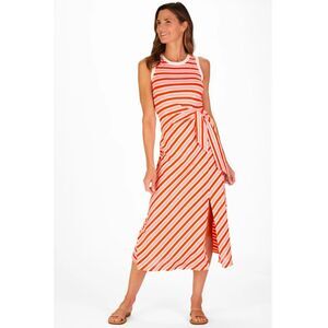 Duffield Lane Sleeveless Tie Waist Aster Dress Sunset Stripe Size Medium New